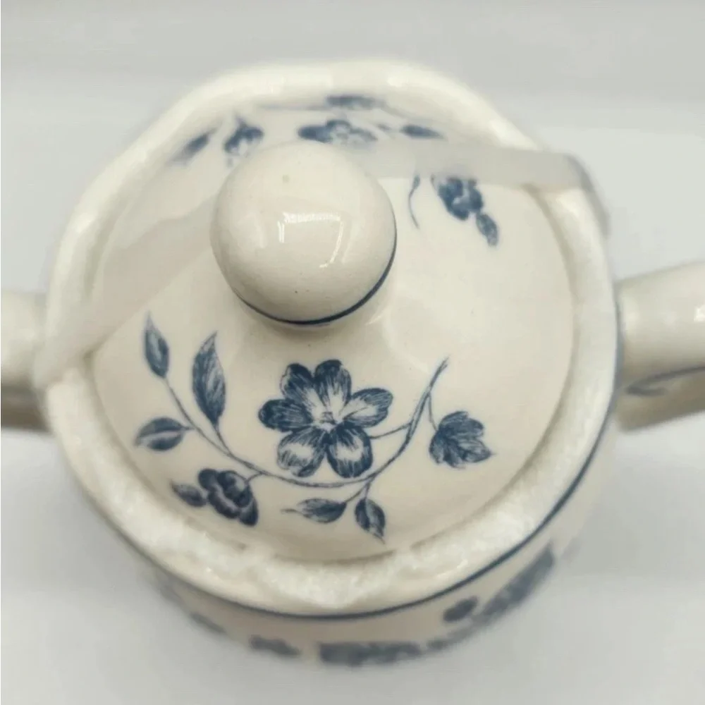 Maxcera Blue Toile Easter Bunny Creamer & Sugar Bowl w/Lid NEW Spring - Picture 3 of 7